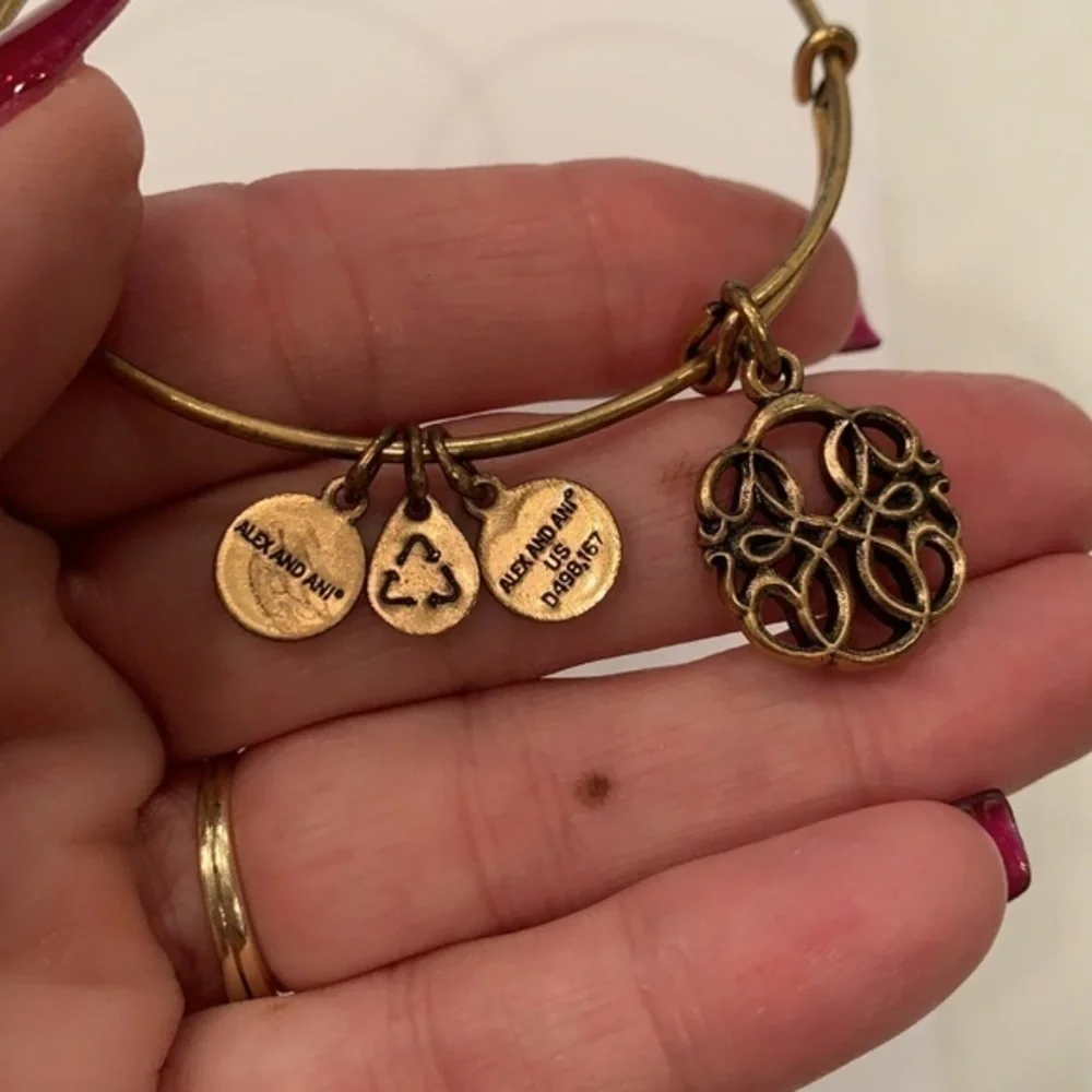 Alex and ani gold tone scroll medallion energy